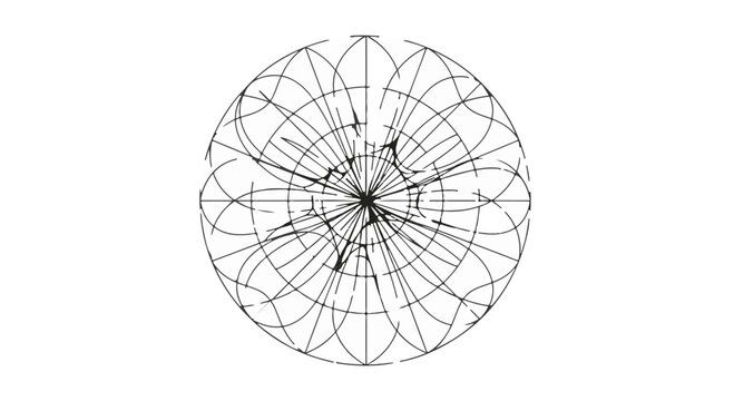 Abstract wireframe globe illustration with a complex network of intersecting lines, representing global.
