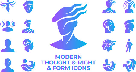 Modern thought and right form icons collection conceptual set thinking idea inspiration creativity abstract shapes. © Creative BD