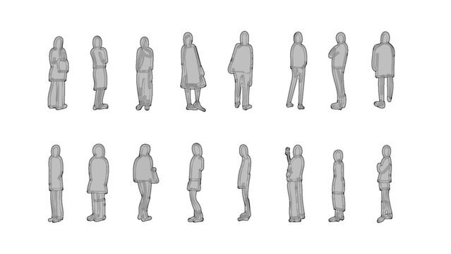 people standing illustration set, standing silhouette illustration set, silhouette people stand set, gray people illustration white background, silhouettes of people standing in different positions se