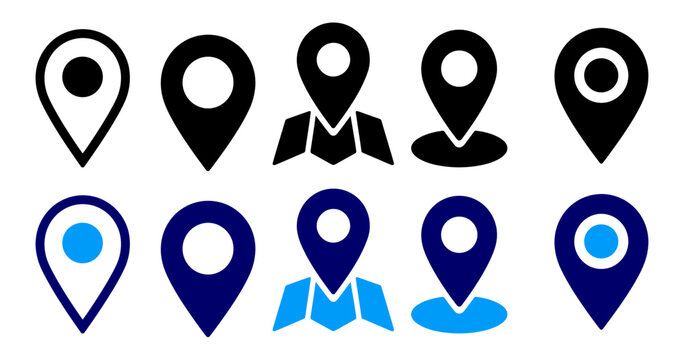 Location Pin Icon Set for Maps and Navigation