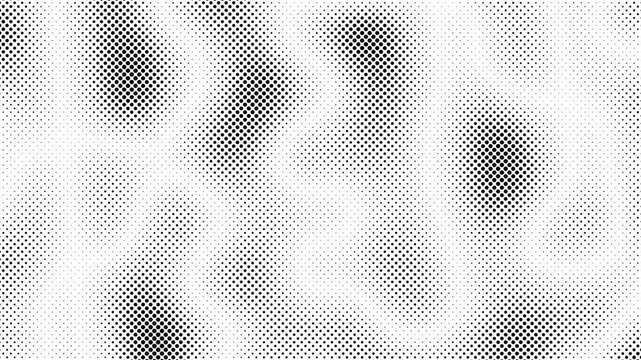 Black and white abstract halftone liquid wave pattern background morphing circles texture loop 4k video