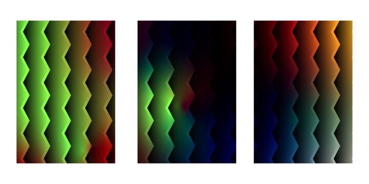 Zigzag pattern graphic with sharp geometric edges and vibrant color gradients across three panels for modern artistic wall decoration
