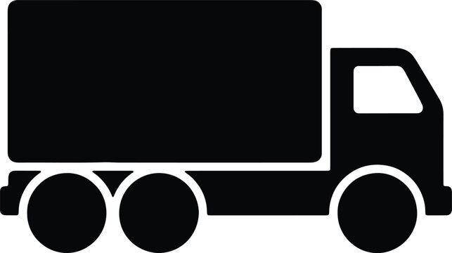 Black silhouette icon of a commercial delivery truck side view