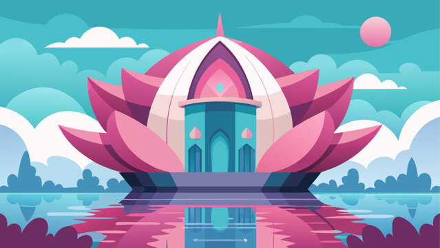 Serene lotus temple reflection