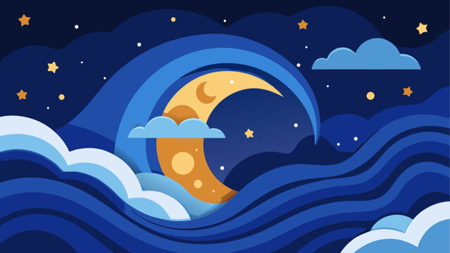 Serene night sky with crescent moon