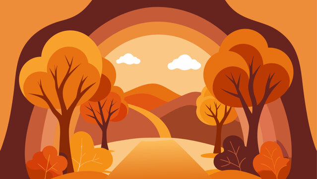 Autumn pathway through trees