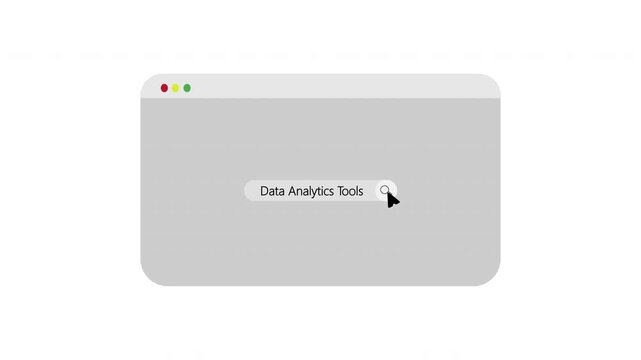 Data Analytics Tools Text Search Bar Typing Animation Modern Web UI Interface 4K Isolated on White Background
