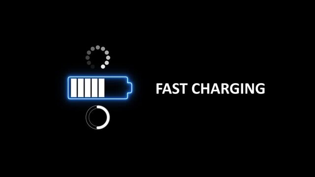 Animated fast charging battery with dynamic progress for tech presentations battery animation