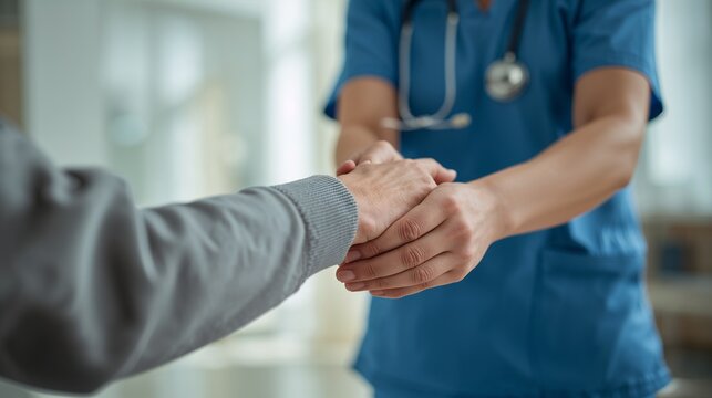 Profissional m&eacute;dico acolhendo paciente com carinho