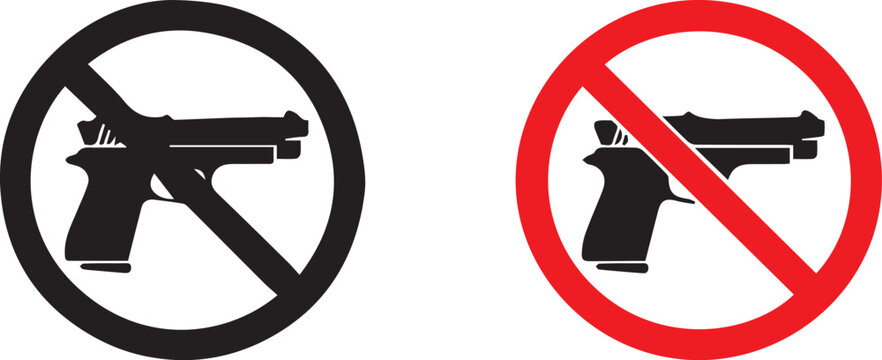 No guns allowed symbol prohibition sign with gun silhouette vector graphic illustration