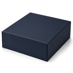 Naklejka premium Navy blue gift box on white backdrop