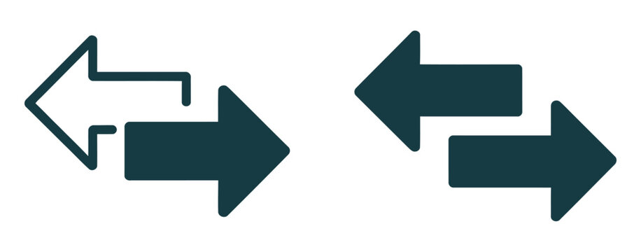 Left right arrows vector icon featuring transfer direction symbols, two side arrow illustration, modern navigation and synchronization concept,