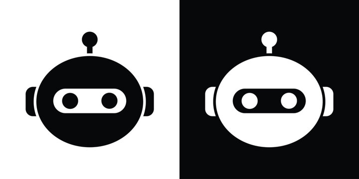 Minimalist square robot avatar head icon, representing artificial intelligence, automation engineering, android character design, or cyborg technology.