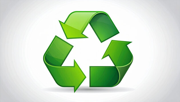 Green recycle symbol on white background