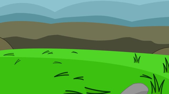 Cartoon style animation of a tornado destroying the undergrowth, art, vintage, 2D.