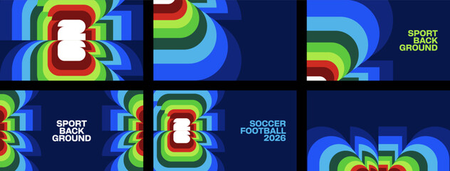 Fototapeta na wymiar Vibrant Abstract Soccer Backgrounds Illustrating the World Championship 2026 with Dynamic Geometric Shapes