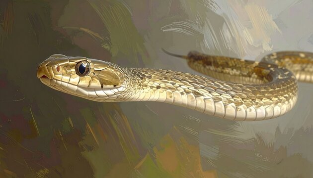 Golden Tree Snake Gliding Underwater Close-Up with Scaled Ventral Pattern in Natural Habitat