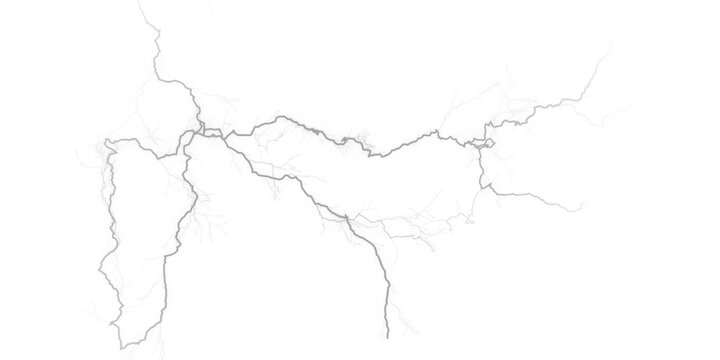 Dramatic lightning bolt strike electric discharge spark flash thunderstorm energy abstract white lines on dark black