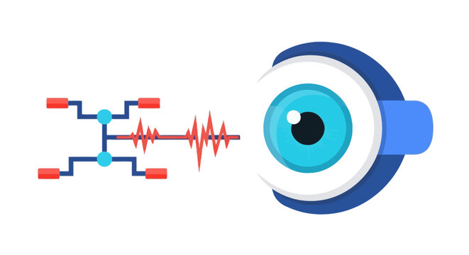 Artificial Intelligence Eye Tracking and Digital Signal Analysis Concept - Biometric Scanning and Visual Data Processing Illustration