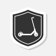 Eclectic kick scooter sticker isolated on gray background © sljubisa