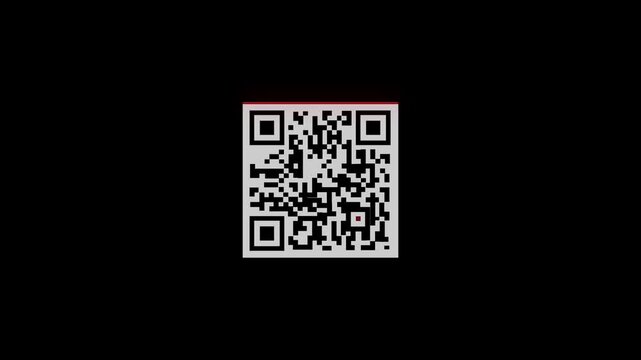 Scanner scanning animation video on black background. QR code scanning... Animation video of scanning. After scanning it's show not found. Scanning not found. 4K video,..!