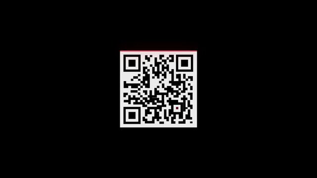 Scanner scanning animation video on black background. QR code scanning... Animation video of scanning. After scanning it's show error. Scanning error. 4K video,..!