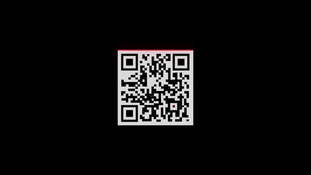 Scanner scanning animation video on black background. QR code scanning... Animation video of scanning. After scanning it's show failed!. Scanning success. 4K video,..!
