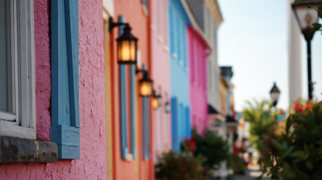 Colorful mediterranean street with vibrant houses