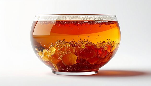 Fermented apple cider vinegar with mother culture sediment in clear glass jar studio close-up