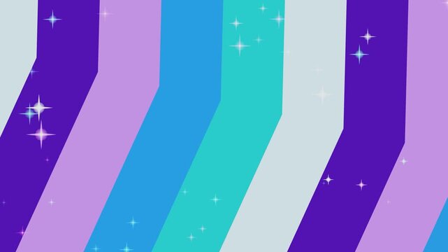 Vibrant purple, blue, and teal stripes shine with sparkles chevron pattern, perfect for background animation.