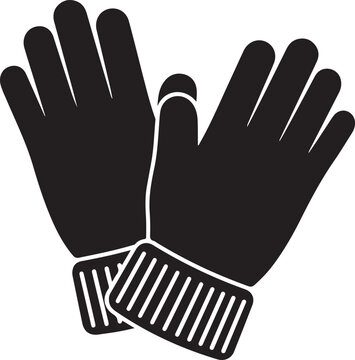 Black gloves with striped cuffs vector illustration
