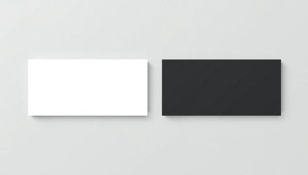 Minimalist mockup featuring a clean white and a solid black rectangular card on a gray background