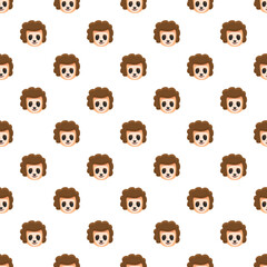 Cartoon animal lemur head creating a seamless pattern on white background © nsit0108