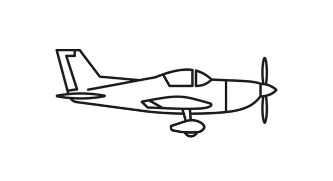 Side view line drawing of a light propeller aircraft
