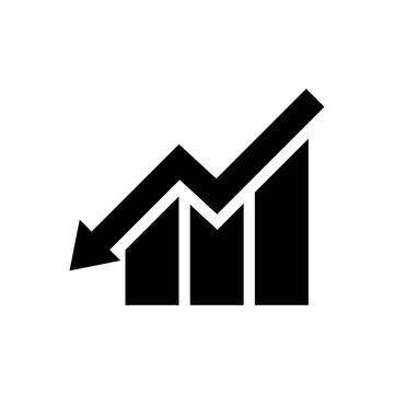 Financial bar chart with downward arrow indicating economic decline