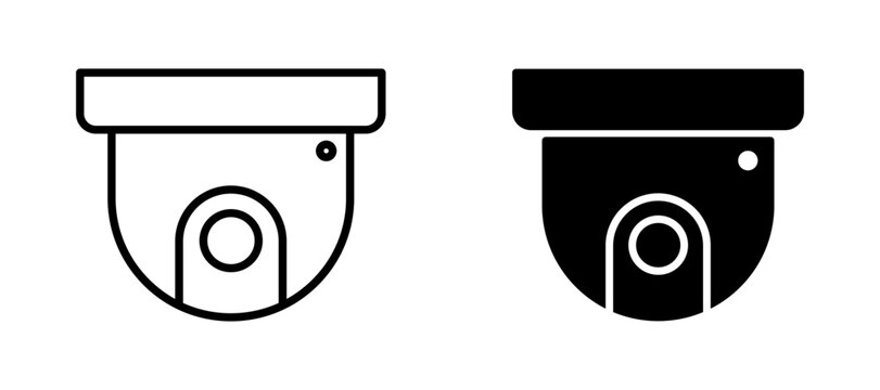 Security camera surveillance icons for monitoring and safety