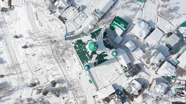 bunjwah, kishtwar, jammu and kashmir, drone shot, aerial view, drone footage, 4k video, snow covered, winter landscape, mountain village, himalayas, scenic beauty, paradise on earth, snowy mountains, 