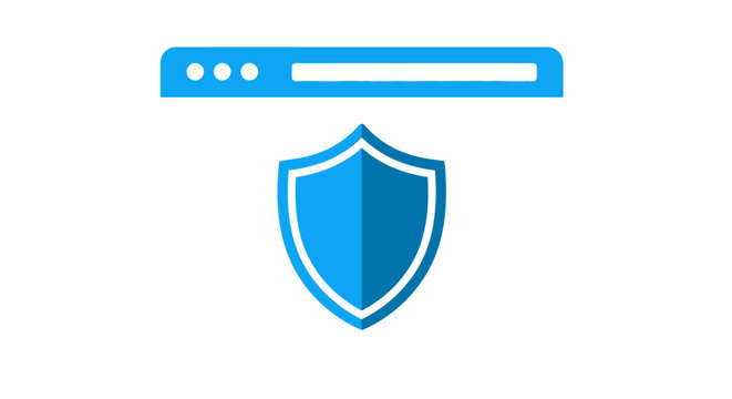 Web Security and Safe Browsing Concept Icon with Blue Shield and Browser Header