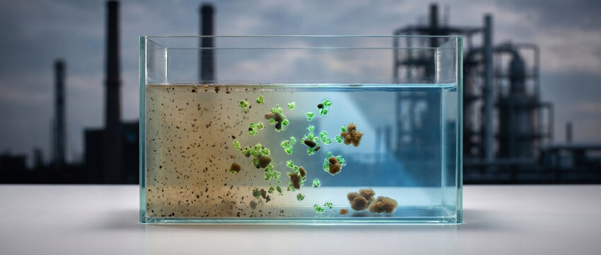 Xenobots cleaning toxic water in a bioremediation concept