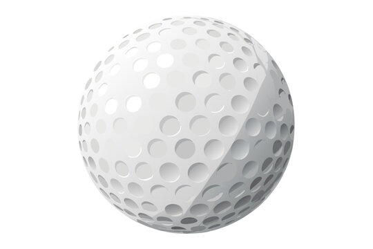 White golf ball with dimples on surface for better aerodynamics