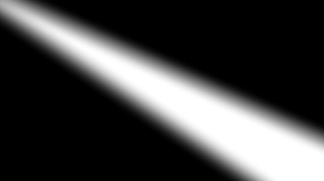 A spotlight with diffused sweep light. White light on a black background. A blurred line moves from the top down from the left corner.