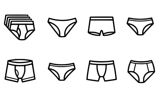 Underwear line art collection briefs boxers and panties icons