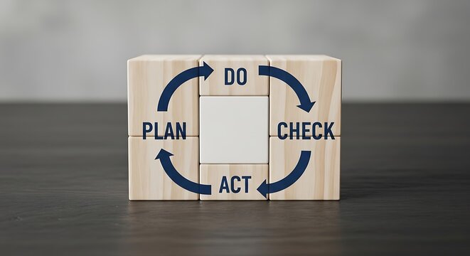 Pdca Cycle on Wooden Blocks Business Concept