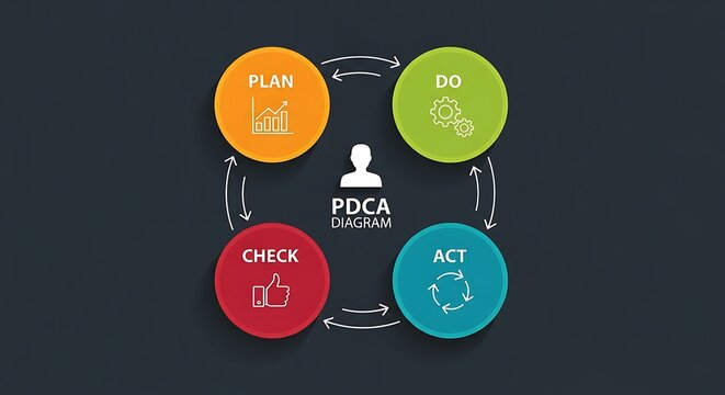 Pdca Diagram with Plan Do Check Act Workflow
