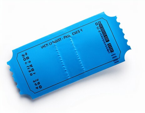 blank blue movie or raffle ticket isolated on white background