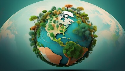 Naklejka premium earth globe with trees