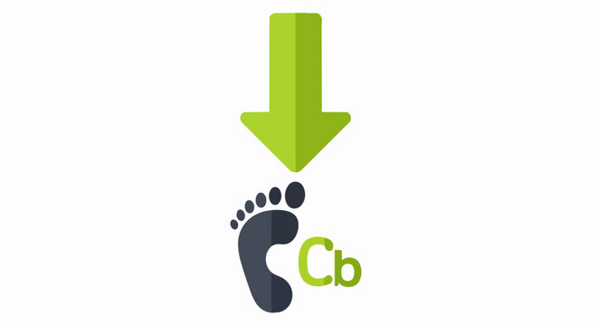 Carbon Footprint Reduction Icon with Green Down Arrow and Footprint Symbol for Sustainability and Environmental Protection Concepts