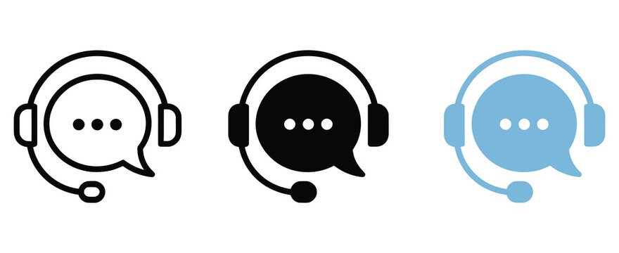 Customer support icon, customer service icon set, call center hotline operator and agent symbols, vector illustration