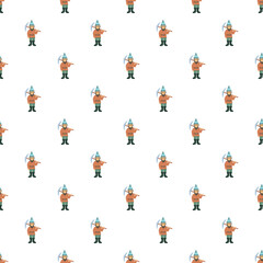Obraz premium Miner dwarf characters repeating across a white background
