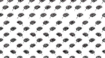 Fototapeta premium Black and white minimal tropical leaf seamless pattern background with hand drawn Monstera fronds